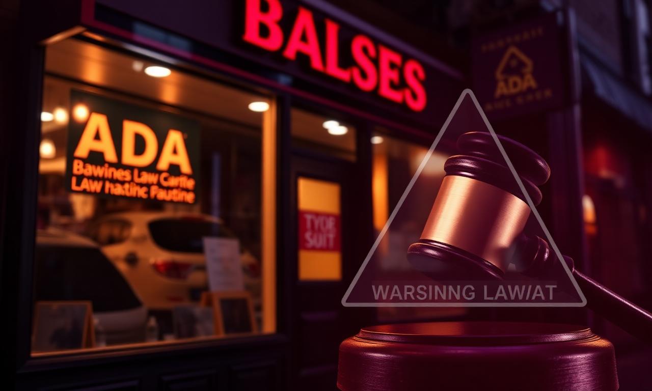 Storefront with legal gavel representing ADA website lawsuits