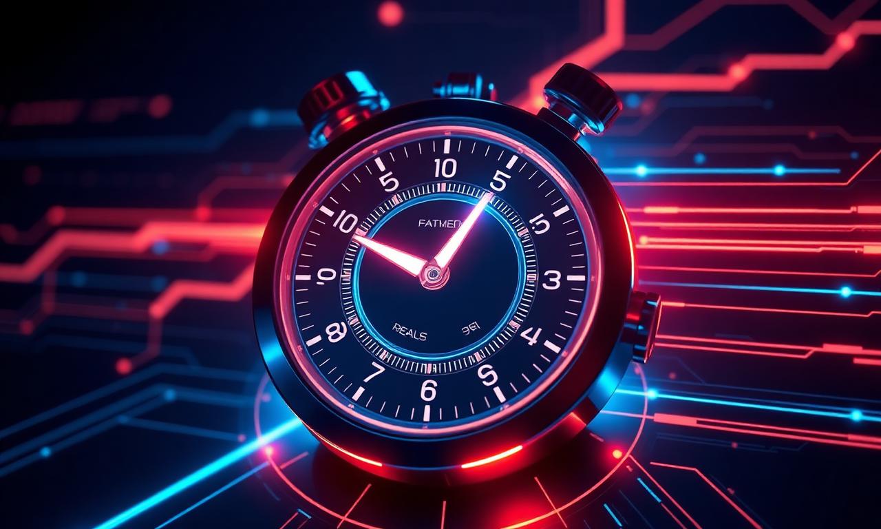Glowing futuristic stopwatch representing rapid AI lead response